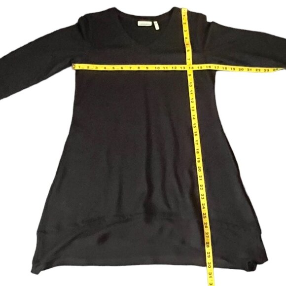 LOGO Lounge Black Jersey Knit V-Neck Tunic 3/4 Sleeve & Sheer Ruffle Bottom XXS - Picture 3 of 7